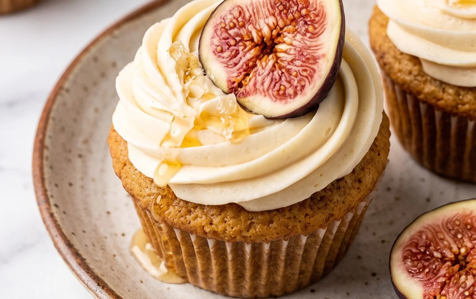 Fig Cupcakes with Honey Cream Cheese Frosting