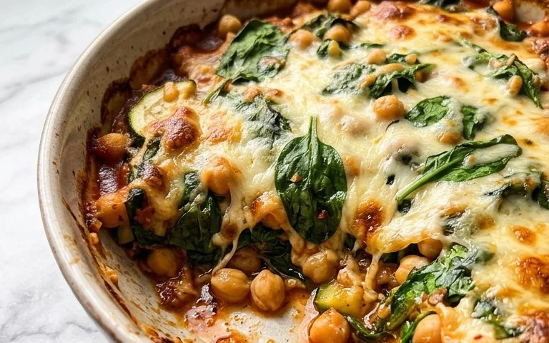 Spinach Zucchini Chickpea Bake